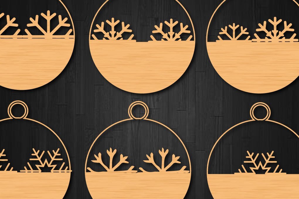 Σετ των 3 Intra απο ξύλο plywood 3mm-4mm πάχος στολίδι με χριστουγεννιάτικες νιφάδες χιονιού Δίασταση 8x8 cm INTRAFABR-41118169