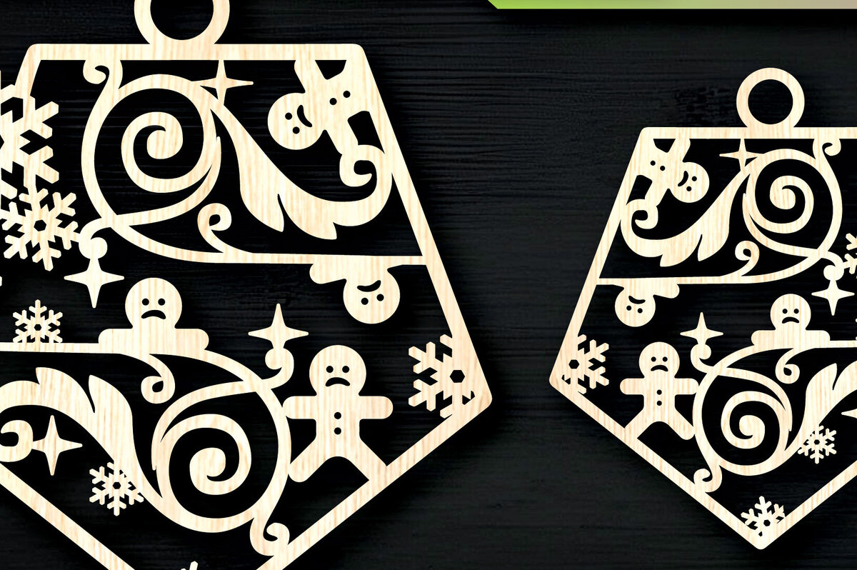 Σετ των 3 Intra απο ξύλο plywood 3mm-4mm πάχος Χριστουγεννιάτικα στολίδια με νιφάδες χιονιού Δίασταση 8x8 cm INTRAFABR-104733089