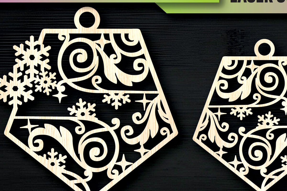 Σετ των 3 Intra απο ξύλο plywood 3mm-4mm πάχος Χριστουγεννιάτικα στολίδια με νιφάδες χιονιού Δίασταση 8x8 cm INTRAFABR-104670311