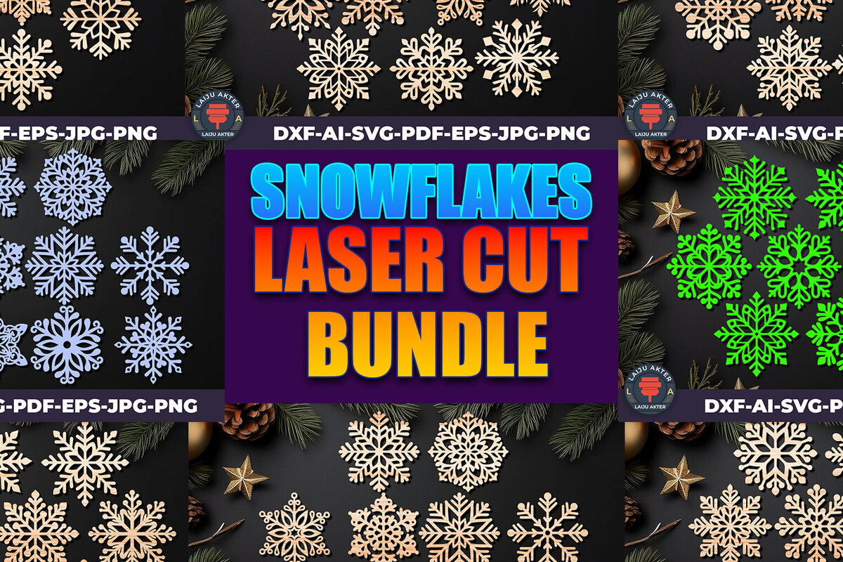 Σετ των 2 Intra απο ξύλο plywood 3mm-4mm πάχος Χριστουγεννιάτικο Snowflakes Mega Δίασταση 15x15 cm INTRAFABR-109812882