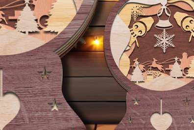 Σετ των 2 Intra απο ξύλο plywood 3mm-4mm πάχος Χριστουγεννιάτικο Snowglobe Δίασταση 15x15 cm INTRAFABR-80776611