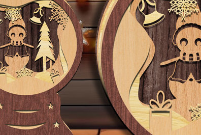 Σετ των 2 Intra απο ξύλο plywood 3mm-4mm πάχος Χριστουγεννιάτικο Snowglobe Δίασταση 15x15 cm INTRAFABR-80776619