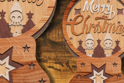 Σετ των 2 Intra απο ξύλο plywood 3mm-4mm πάχος Χριστουγεννιάτικο Snowglobe Δίασταση 15x15 cm INTRAFABR-80776605