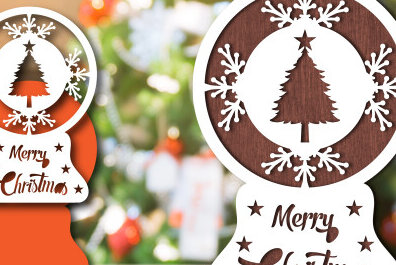 Σετ των 2 Intra απο ξύλο plywood 3mm-4mm πάχος Christmas Snowglobe PaperCut Δίασταση 15x15 cm INTRAFABR-80689120