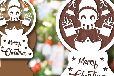 Σετ των 2 Intra απο ξύλο plywood 3mm-4mm πάχος Christmas Snowglobe PaperCut Δίασταση 15x15 cm INTRAFABR-80689153