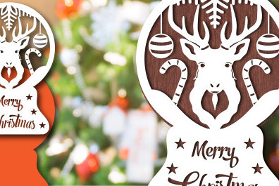 Σετ των 2 Intra απο ξύλο plywood 3mm-4mm πάχος Christmas Snowglobe PaperCut Δίασταση 15x15 cm INTRAFABR-80689169