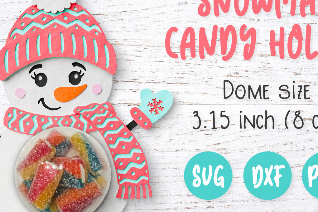 Σετ των 3 Intra απο ξύλο plywood 3mm-4mm πάχος Χριστουγεννιάτικος θόλος καραμελών χιονάνθρωπος Δίασταση 8x8 cm INTRAFABR-51646246