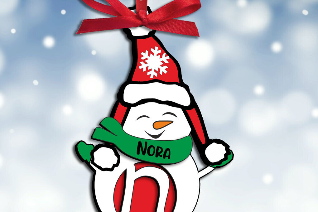 Σετ των 3 Intra απο ξύλο plywood 3mm-4mm πάχος Χριστουγεννιάτικο στολίδι δέντρου γράμμα N χιονάνθρωπος Δίασταση 8x8 cm INTRAFABR-110115935