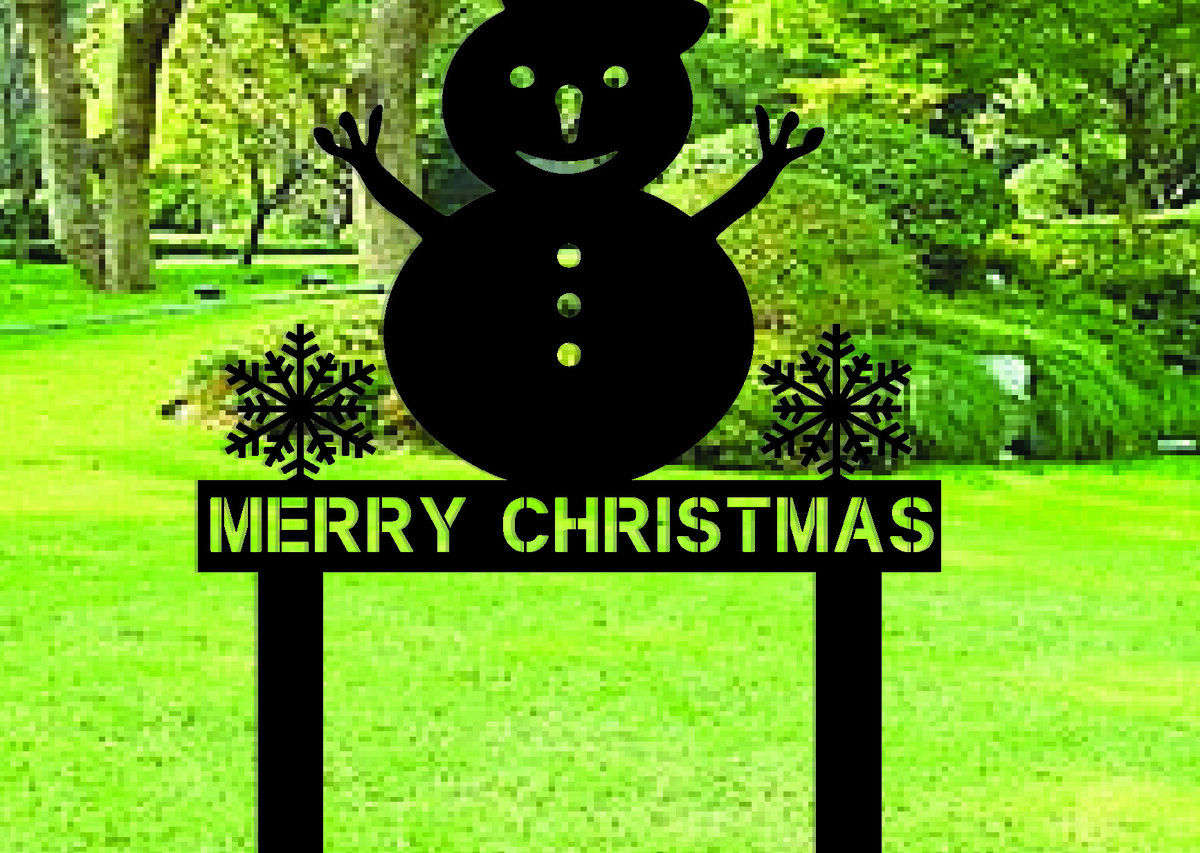 Σετ των 2 Intra απο ξύλο plywood 3mm-4mm πάχος Χριστουγεννιάτικο μεταλλικό σημάδι πασσάλων χιονάνθρωπος Δίασταση 15x15 cm INTRAFABR-111656226