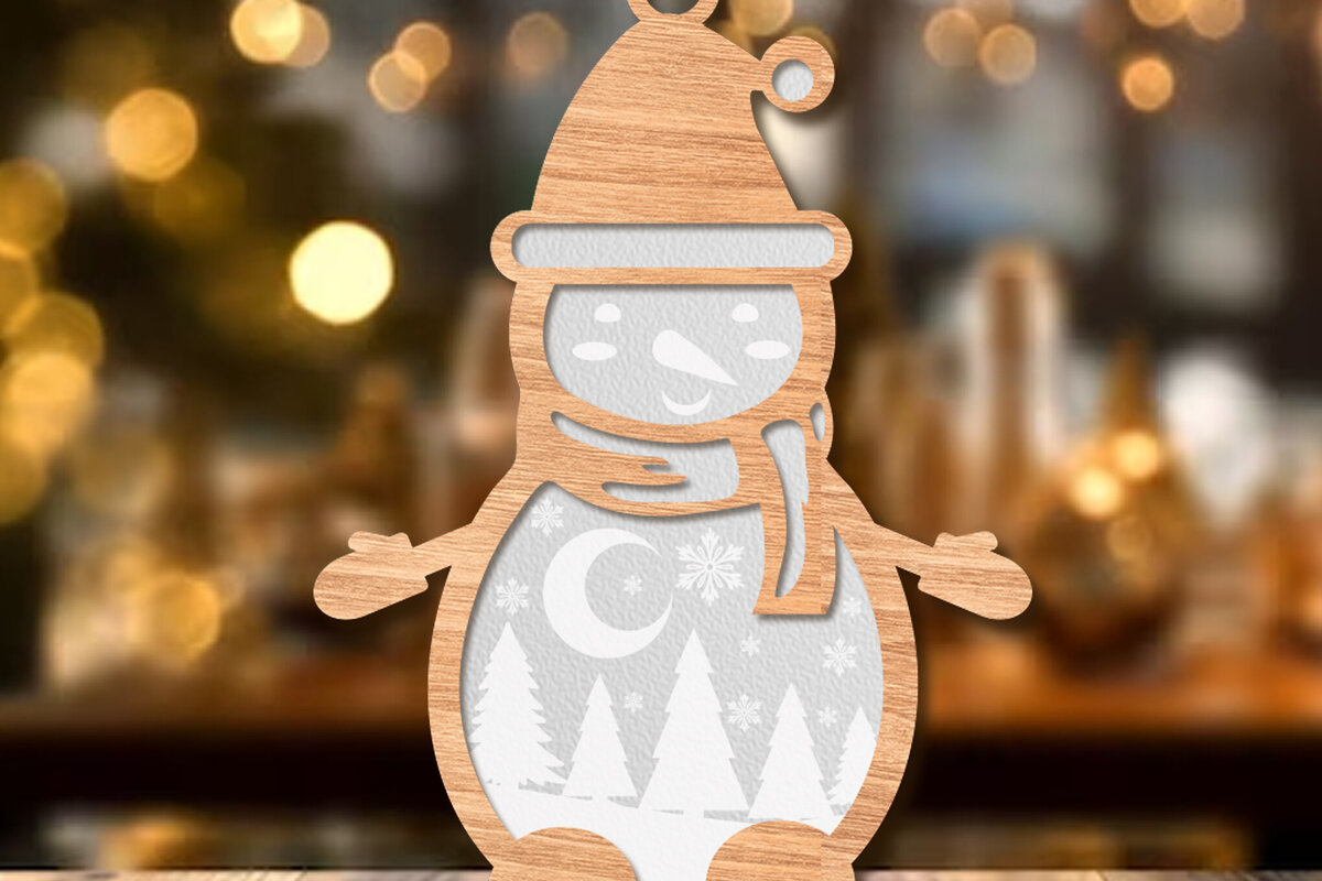 Σετ των 3 Intra απο ξύλο plywood 3mm-4mm πάχος Χριστουγεννιάτικος Χιονάνθρωπος, Πολυστρωματική Διακόσμηση Δίασταση 3x4 cm INTRAFABR-83091230