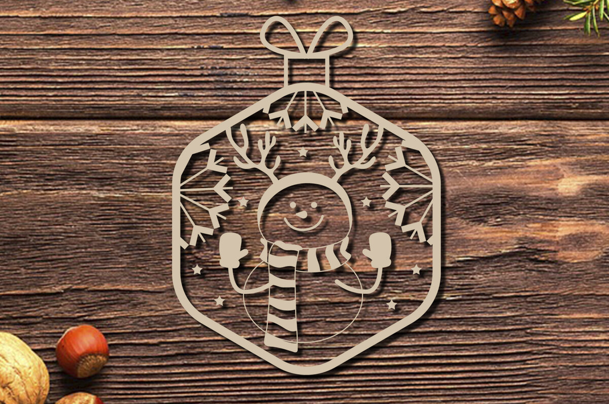 Intra απο ξύλο plywood 3mm-4mm πάχος Χριστουγεννιάτικο στολίδι χιονάνθρωπος με λέιζερ Δίασταση 20x30 cm INTRAFABR-86463314