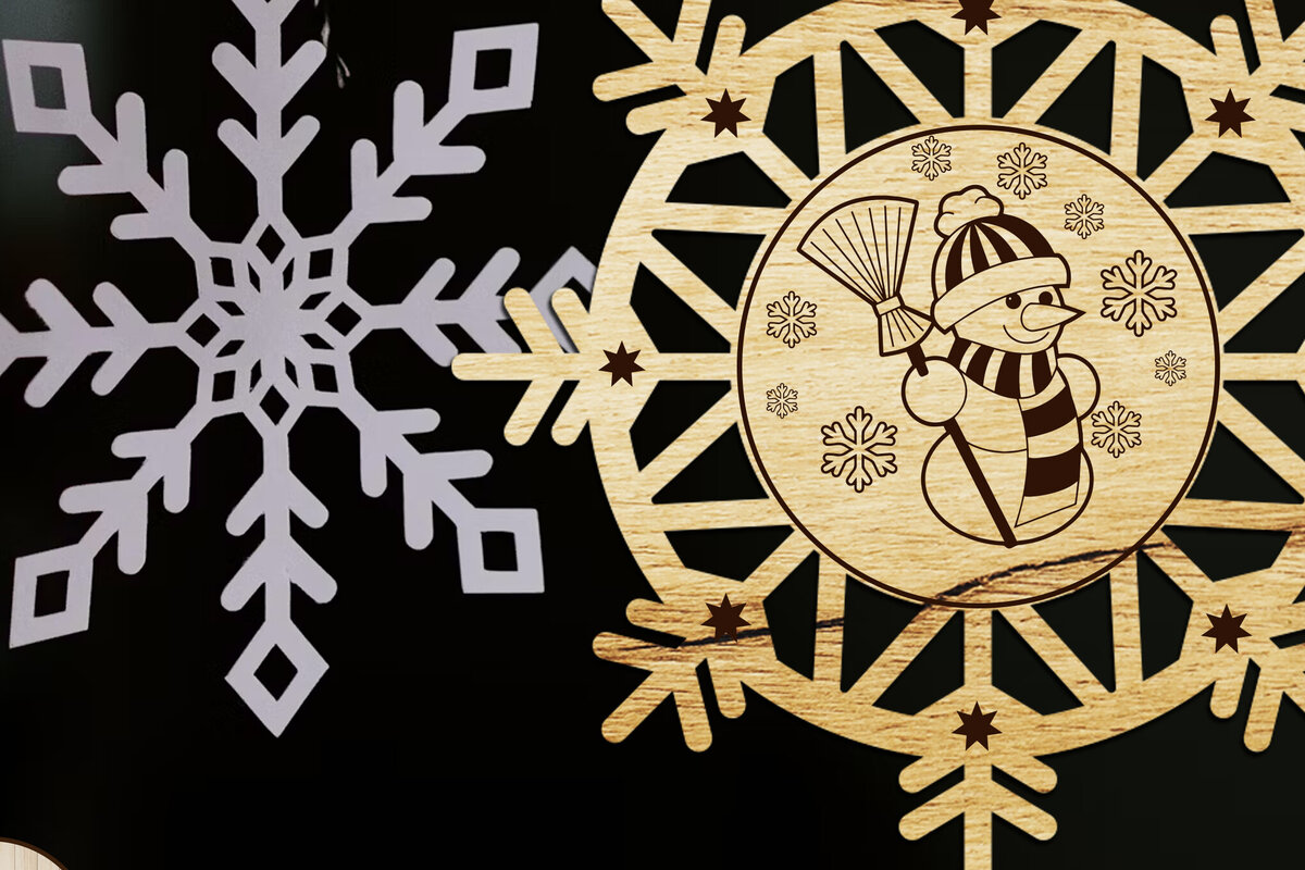 Σετ των 3 Intra απο ξύλο plywood 3mm-4mm πάχος Χριστουγεννιάτικο πρότυπο στολίδι χιονάνθρωπος Δίασταση 4x4 cm INTRAFABR-108814269