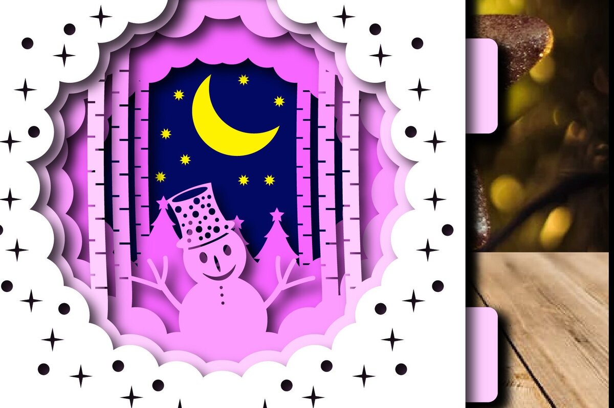 Intra απο ξύλο plywood 3mm-4mm πάχος Χριστουγεννιάτικο χιονάνθρωπο με αναδυόμενη κάρτα φεγγαριού Δίασταση 15x15 cm INTRAFABR-39033735