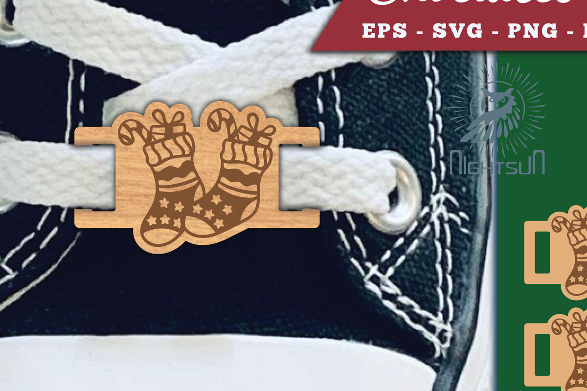 Σετ των 2 Intra απο ξύλο plywood 3mm-4mm πάχος Κορδόνια για Χριστουγεννιάτικες κάλτσες Ετικέτες Δίασταση 15x15 cm INTRAFABR-112294800