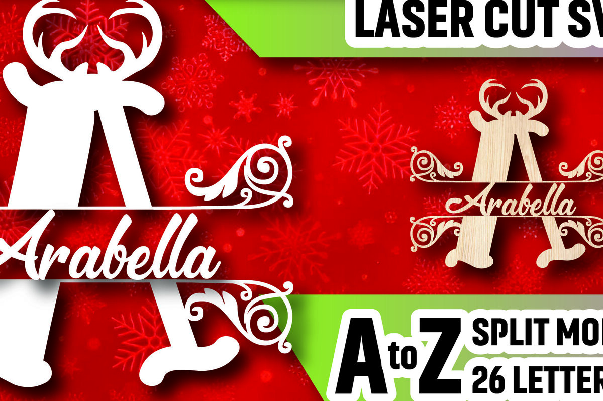 Intra απο ξύλο plywood 3mm-4mm πάχος Christmas Split Monogram Cut  Δίασταση 15x15 cm INTRAFABR-105150500