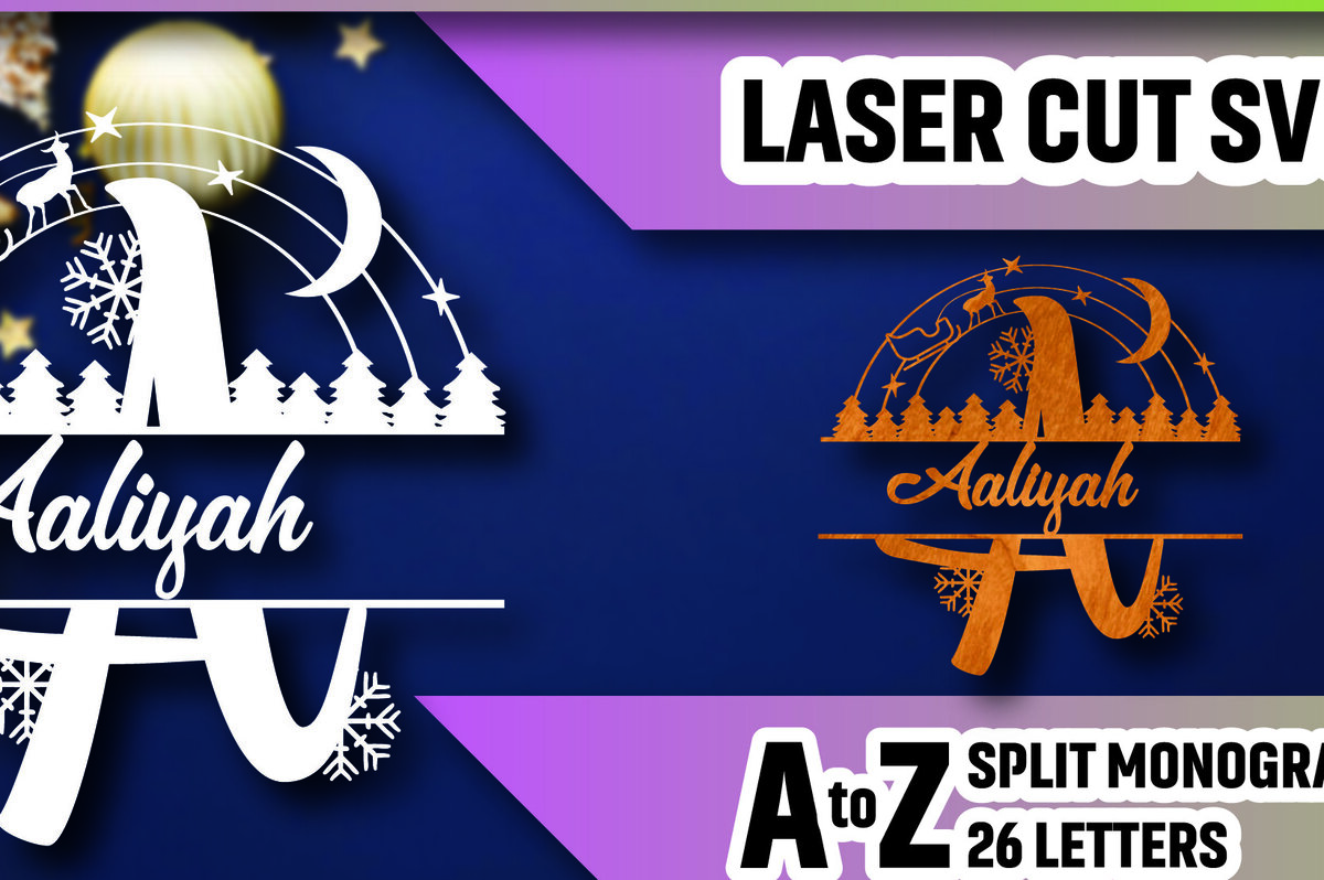 Σετ των 2 Intra απο ξύλο plywood 3mm-4mm πάχος Christmas Split Monogram Cut  Δίασταση 15x15 cm INTRAFABR-105189563