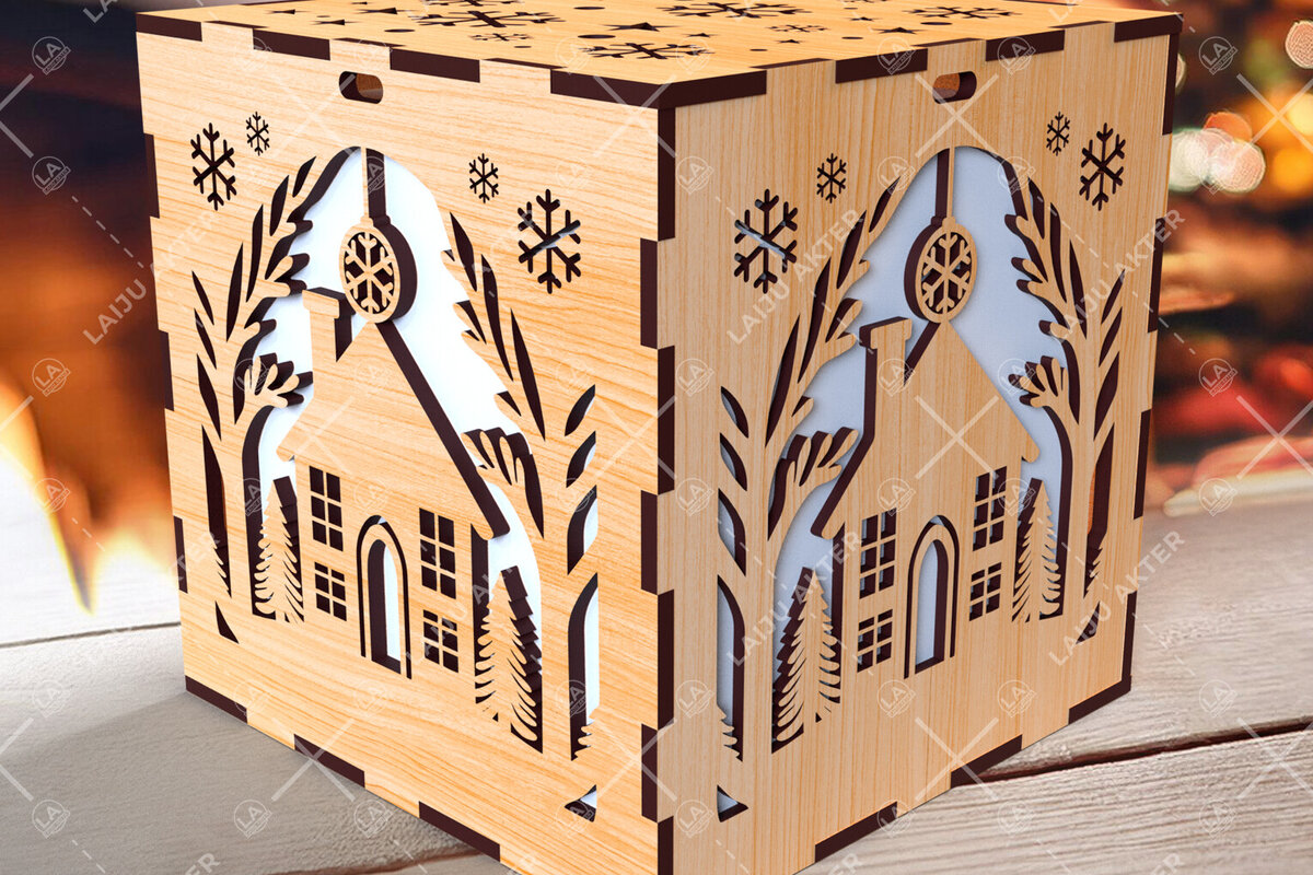 Σετ των 3 Intra απο ξύλο plywood 3mm-4mm πάχος Χριστουγεννιάτικο κουτί δώρου Squar με Δίασταση 4x4 cm INTRAFABR-108266943