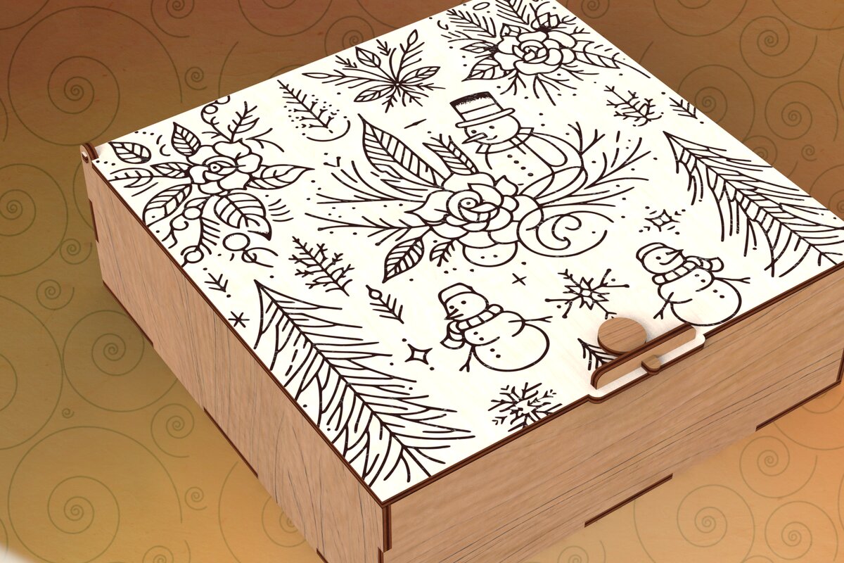 Σετ των 3 Intra απο ξύλο plywood 3mm-4mm πάχος Χριστουγεννιάτικο τετράγωνο κουτί με αρθρωτό κάλυμμα Δίασταση 15x15 cm INTRAFABR-109675649