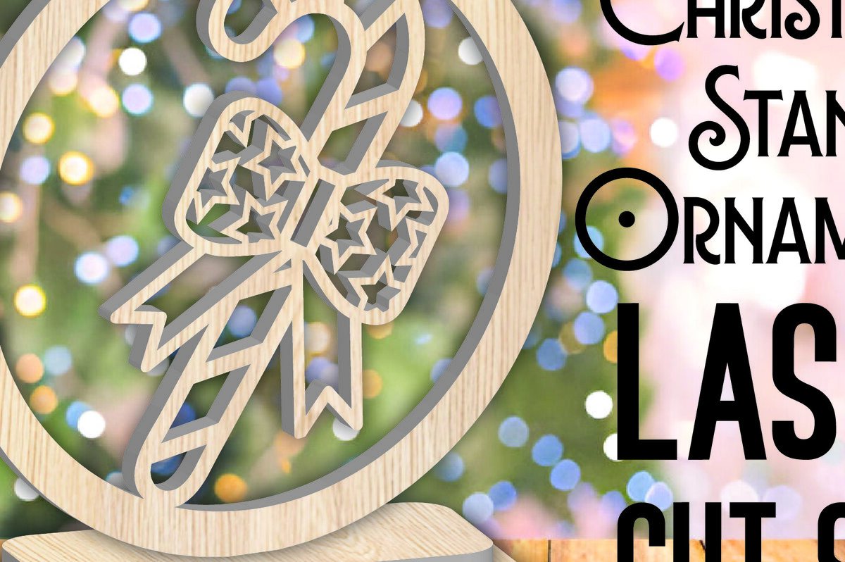 Σετ των 3 Intra απο ξύλο plywood 3mm-4mm πάχος Χριστουγεννιάτικα στολίδια σταντ 4 Δίασταση 8x8 cm INTRAFABR-107125614