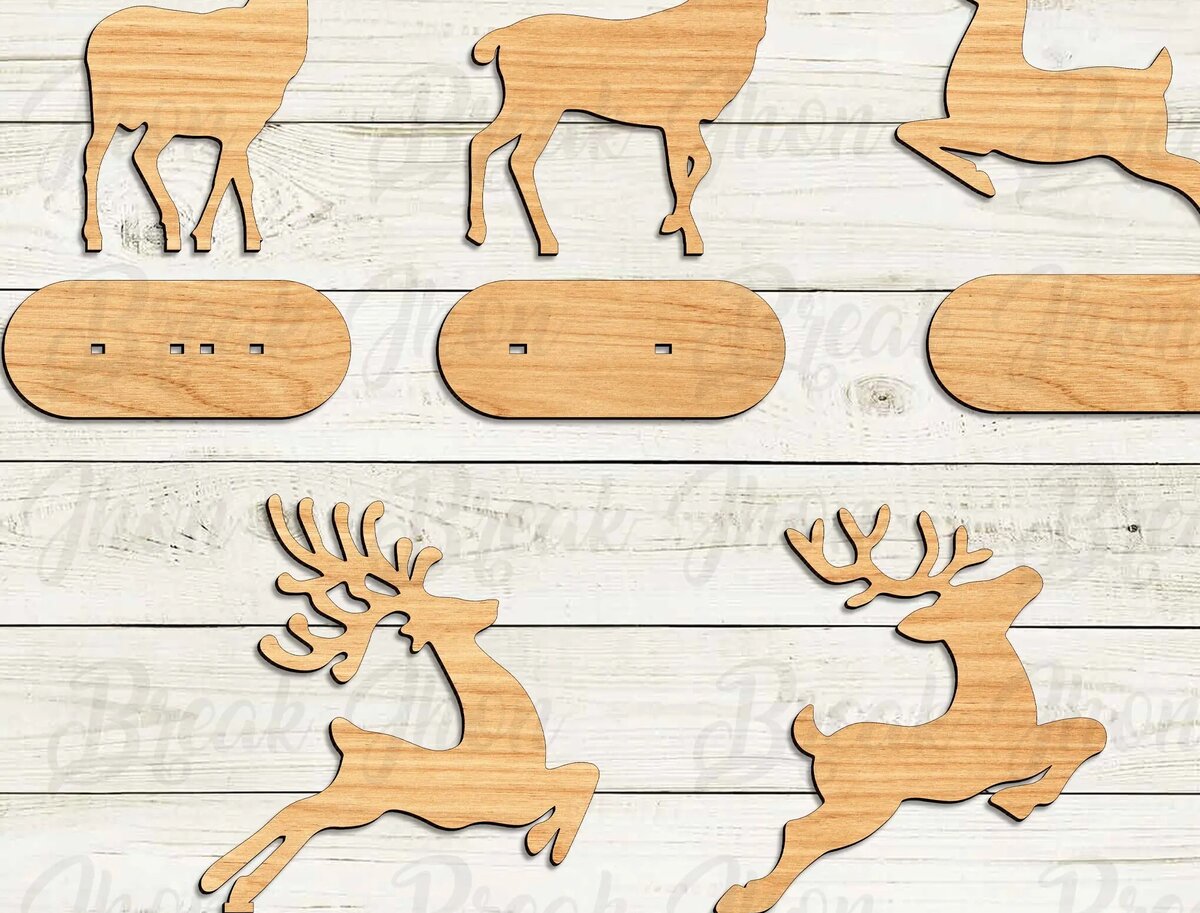 Σετ των 2 Intra απο ξύλο plywood 3mm-4mm πάχος Christmas Standing Reindeer Δίασταση 15x15 cm INTRAFABR-111758264