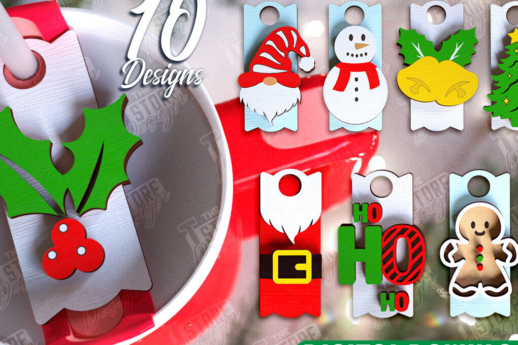 Σετ των 2 Intra απο ξύλο plywood 3mm-4mm πάχος Χριστουγεννιάτικο Stanley Topper | CNC Δίασταση 15x15 cm INTRAFABR-108899275