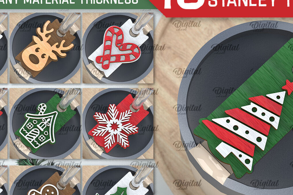 Σετ των 2 Intra απο ξύλο plywood 3mm-4mm πάχος Χριστουγεννιάτικη δέσμη Stanley Topper  Δίασταση 15x15 cm INTRAFABR-105511704