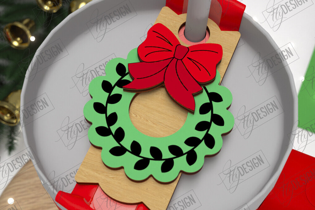 Σετ των 2 Intra απο ξύλο plywood 3mm-4mm πάχος Χριστούγεννα Stanley Topper | Ετικέτες ποτηριού Δίασταση 15x15 cm INTRAFABR-108442413