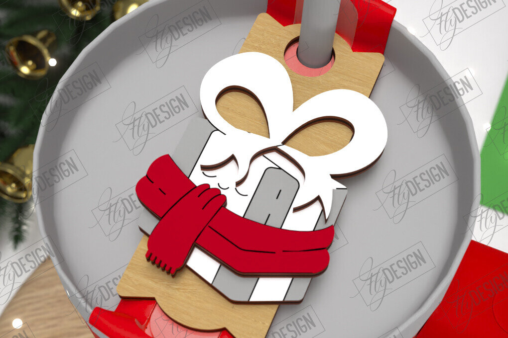 Σετ των 2 Intra απο ξύλο plywood 3mm-4mm πάχος Χριστούγεννα Stanley Topper | Ετικέτες ποτηριού Δίασταση 15x15 cm INTRAFABR-108442059