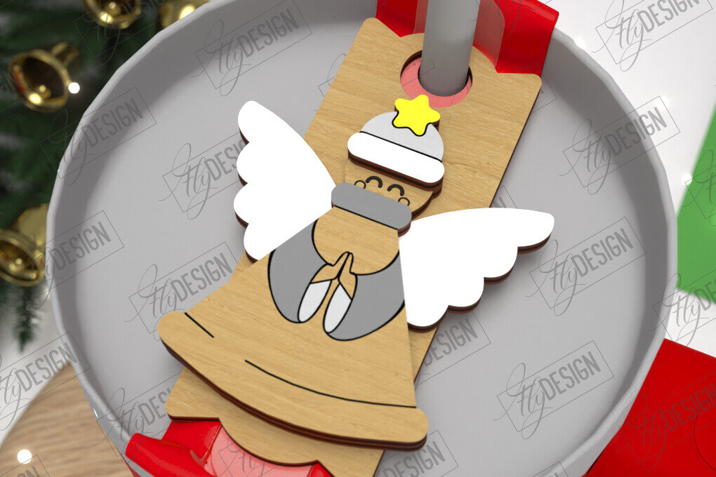 Σετ των 2 Intra απο ξύλο plywood 3mm-4mm πάχος Χριστούγεννα Stanley Topper | Ετικέτες ποτηριού Δίασταση 15x15 cm INTRAFABR-108442096