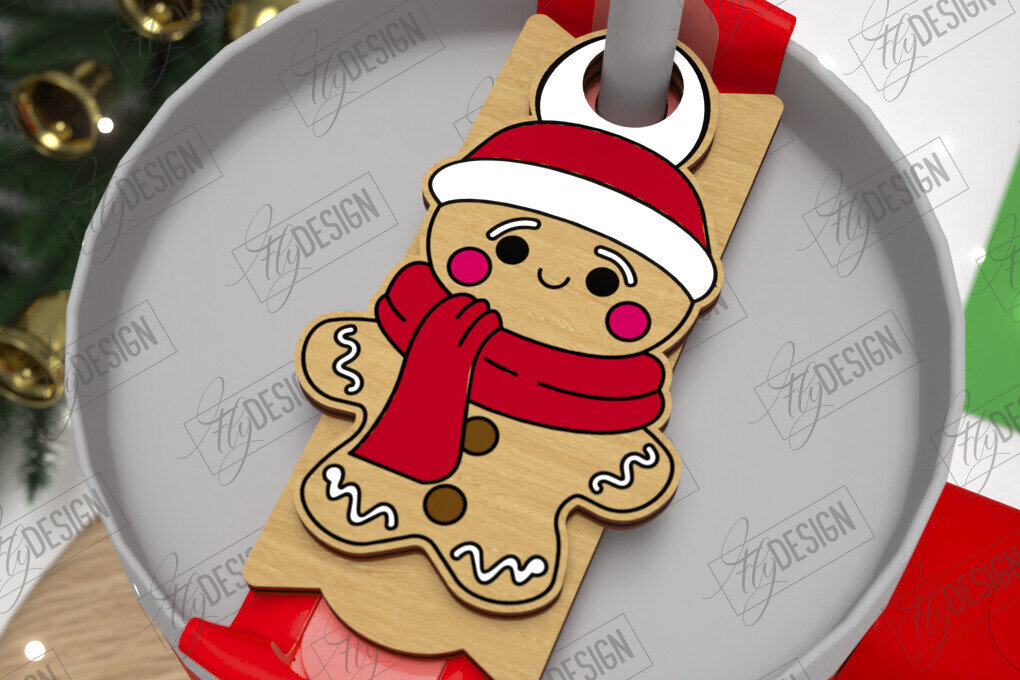 Σετ των 2 Intra απο ξύλο plywood 3mm-4mm πάχος Χριστούγεννα Stanley Topper | Ετικέτες ποτηριού Δίασταση 15x15 cm INTRAFABR-108442128