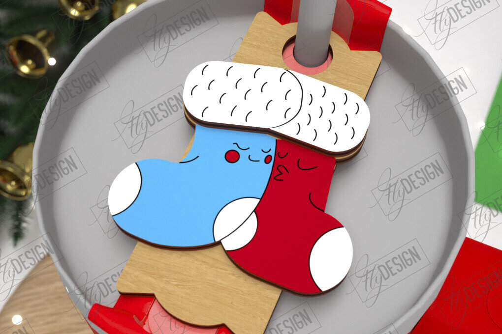 Σετ των 2 Intra απο ξύλο plywood 3mm-4mm πάχος Χριστούγεννα Stanley Topper | Ετικέτες ποτηριού Δίασταση 15x15 cm INTRAFABR-108442170