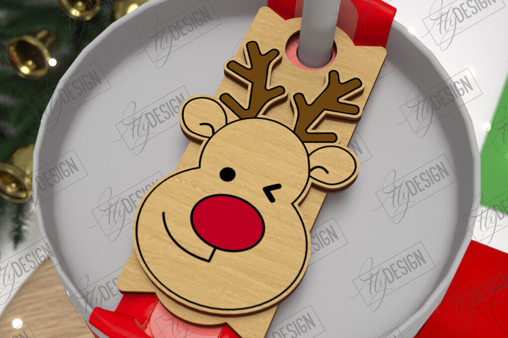 Σετ των 2 Intra απο ξύλο plywood 3mm-4mm πάχος Χριστούγεννα Stanley Topper | Ετικέτες ποτηριού Δίασταση 15x15 cm INTRAFABR-108442246