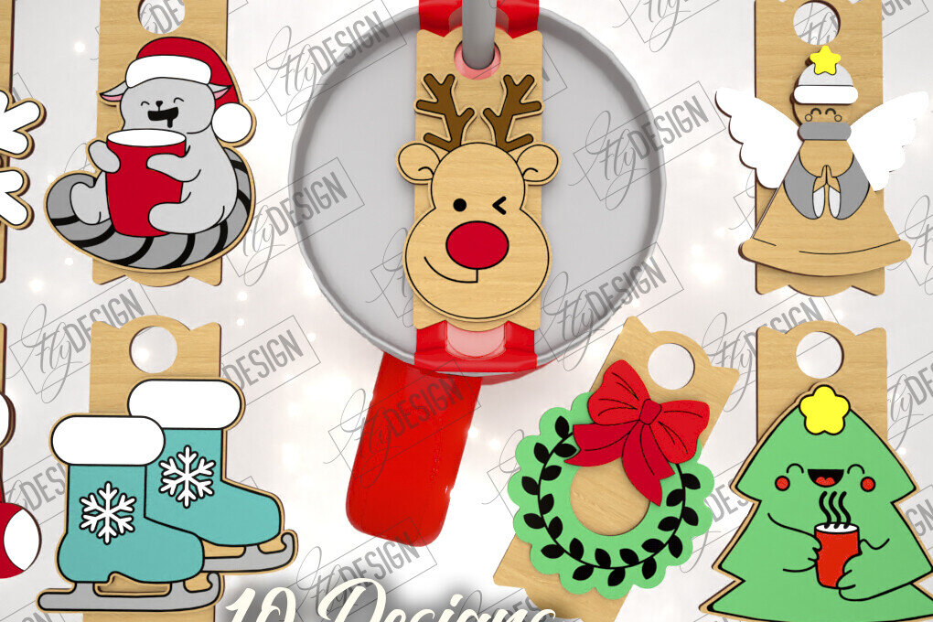 Σετ των 2 Intra απο ξύλο plywood 3mm-4mm πάχος Χριστουγεννιάτικο Stanley | CNC Δίασταση 15x15 cm INTRAFABR-108442550