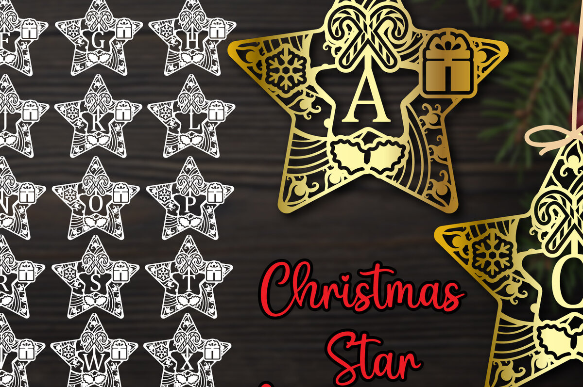 Intra απο ξύλο plywood 3mm-4mm πάχος μονόγραμμα Χριστουγέννων αστεριών 3 Δίασταση 40x40 cm INTRAFABR-74775941