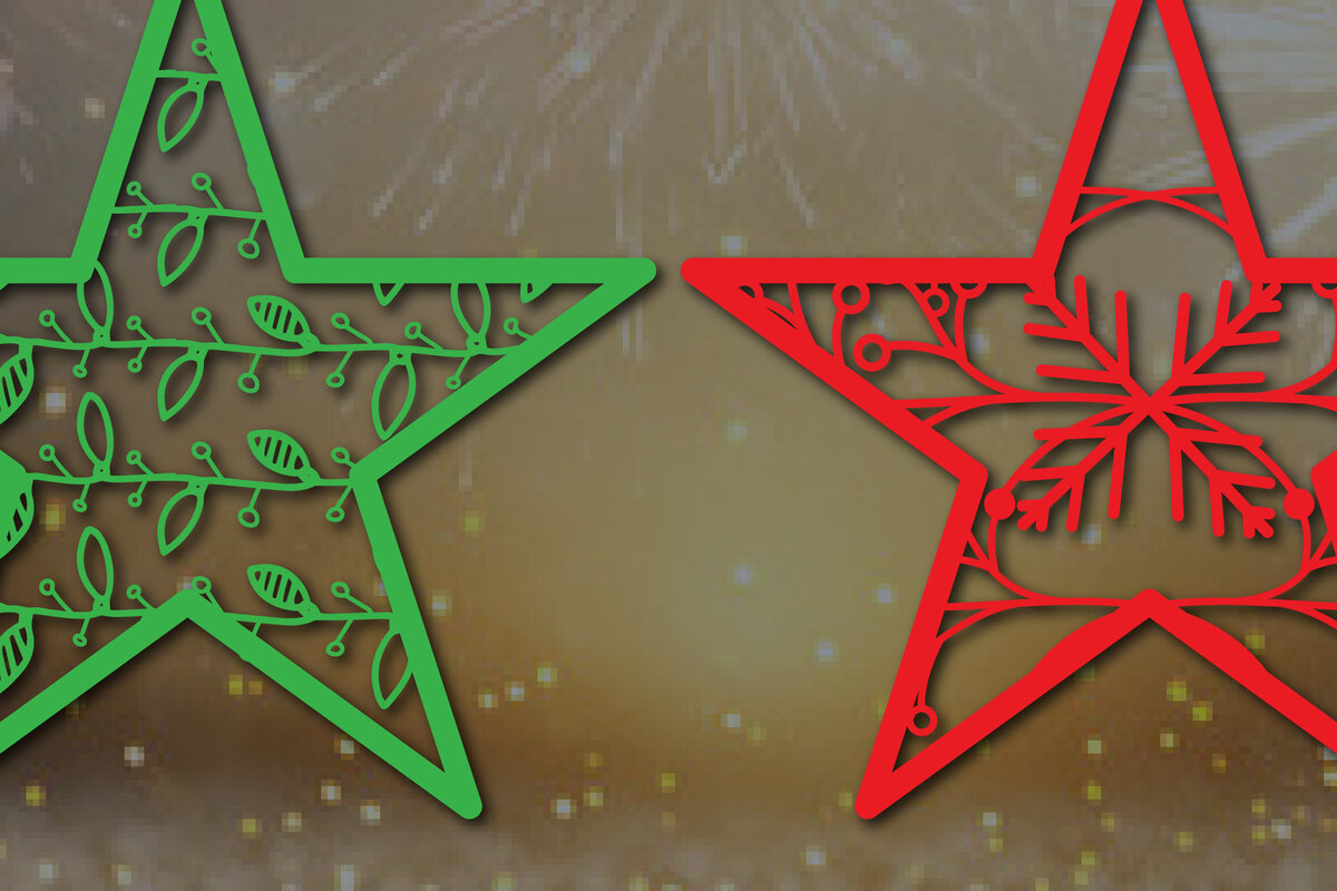 Σετ των 2 Intra απο ξύλο plywood 3mm-4mm πάχος Χριστουγεννιάτικα στολίδια Δίασταση 25x25 cm INTRAFABR-52572493