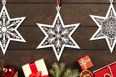 Σετ των 2 Intra απο ξύλο plywood 3mm-4mm πάχος Χριστουγεννιάτικο Αστέρι Paper Cut 1222 Δίασταση 15x15 cm INTRAFABR-111199921