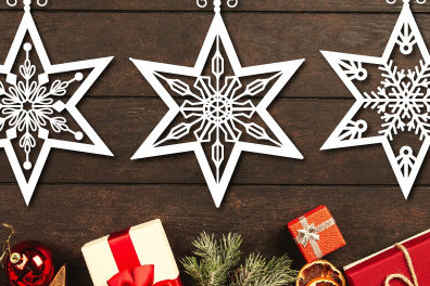 Intra απο ξύλο plywood 3mm-4mm πάχος Χριστουγεννιάτικο Αστέρι Paper Cut Bundle1200 Δίασταση 15x15 cm INTRAFABR-110501630