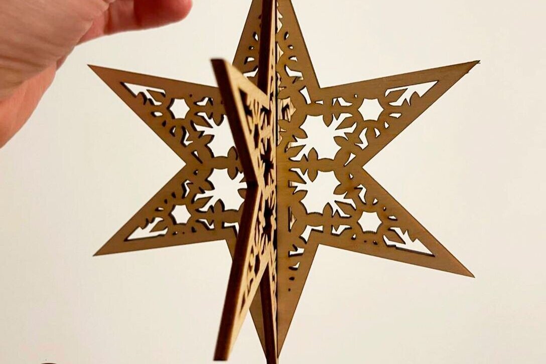 Σετ των 3 Intra απο ξύλο plywood 3mm-4mm πάχος ΧΡΙΣΤΟΥΓΕΝΝΙΑΤΙΚΑ ΑΣΤΕΡΙΑ, 3D Μοντέλο Διακόσμηση σπιτιού Δίασταση 3x3 cm INTRAFABR-82776065