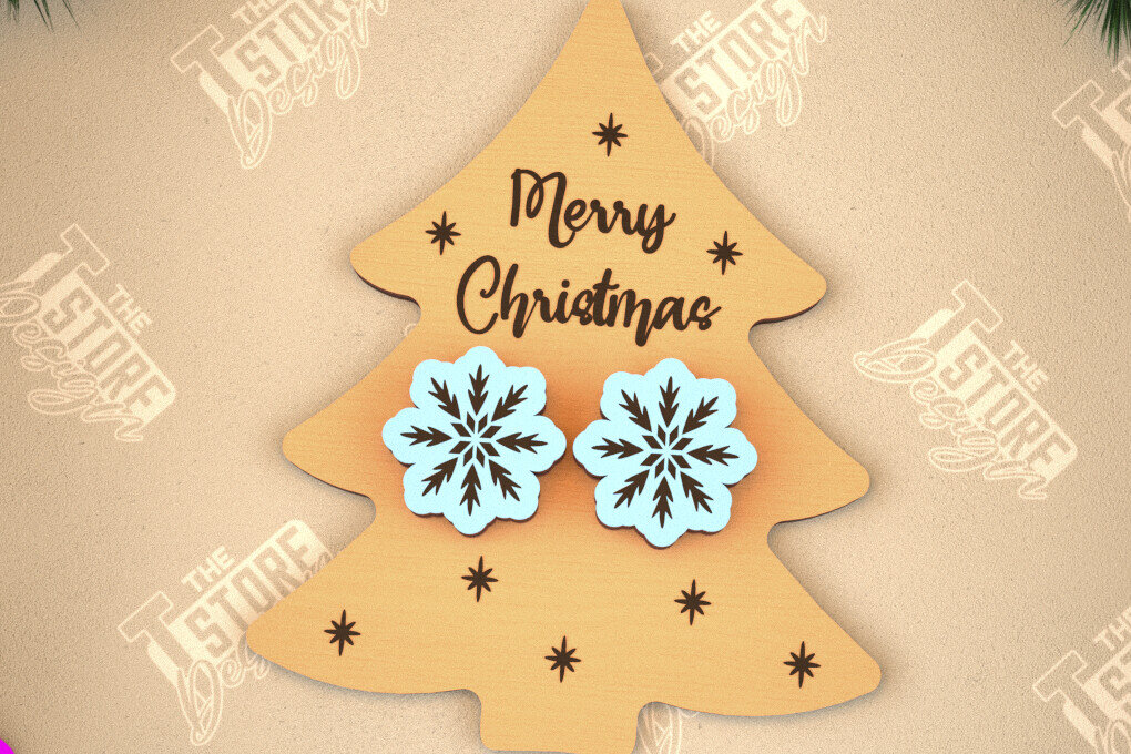 Σετ των 3 Intra απο ξύλο plywood 3mm-4mm πάχος Χριστουγεννιάτικα καρφωτά σκουλαρίκια | Σχεδιασμός κοσμημάτων Δίασταση 3x3 cm INTRAFABR-105341420