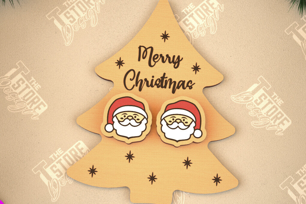 Σετ των 3 Intra απο ξύλο plywood 3mm-4mm πάχος Χριστουγεννιάτικα καρφωτά σκουλαρίκια | Σχεδιασμός κοσμημάτων Δίασταση 3x3 cm INTRAFABR-105341430