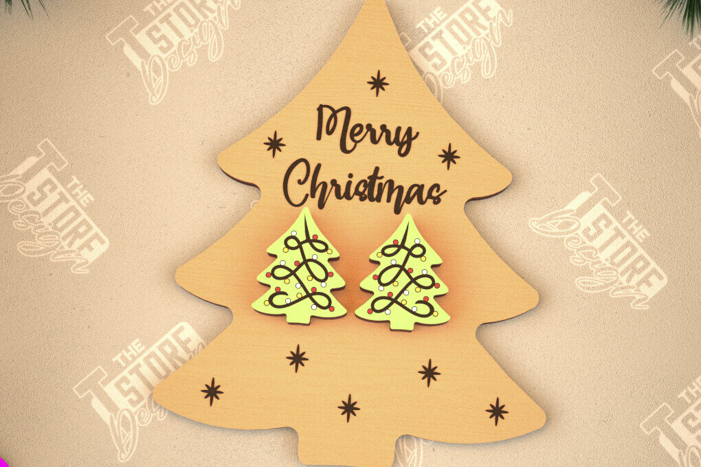 Σετ των 3 Intra απο ξύλο plywood 3mm-4mm πάχος Χριστουγεννιάτικα καρφωτά σκουλαρίκια | Σχεδιασμός κοσμημάτων Δίασταση 3x3 cm INTRAFABR-105341445