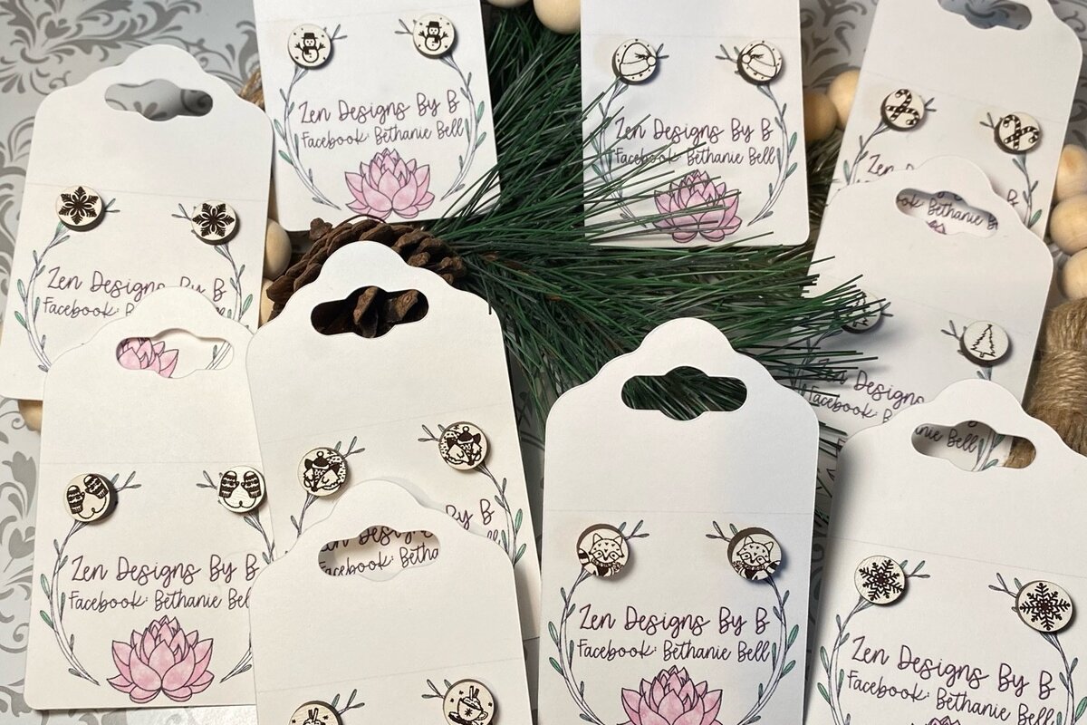 Σετ των 3 Intra απο ξύλο plywood 3mm-4mm πάχος Χριστουγεννιάτικα καρφωτά σκουλαρίκια  Δίασταση 3x3 cm INTRAFABR-50024624