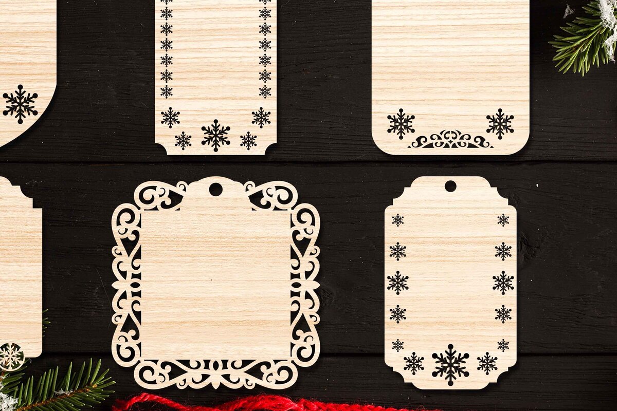 Σετ των 2 Intra απο ξύλο plywood 3mm-4mm πάχος Χριστουγεννιάτικο Gift Tag 01 Δίασταση 15x15 cm INTRAFABR-77845668