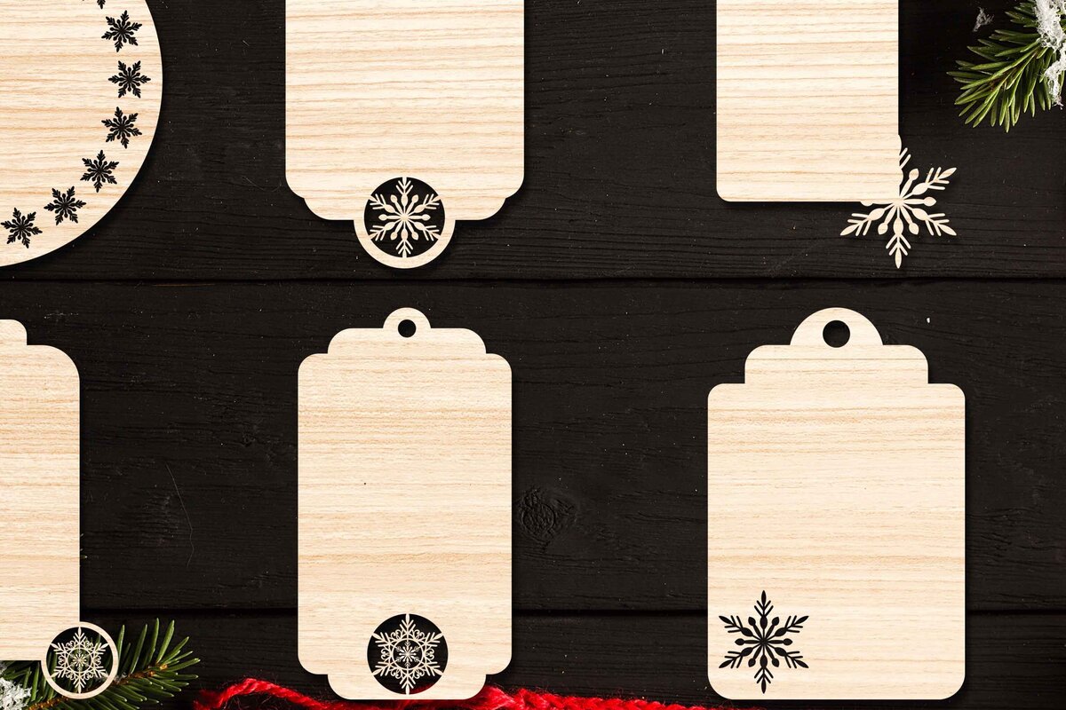 Σετ των 3 Intra απο ξύλο plywood 3mm-4mm πάχος Χριστουγεννιάτικο Gift Tag 08 Δίασταση 15x15 cm INTRAFABR-77845762