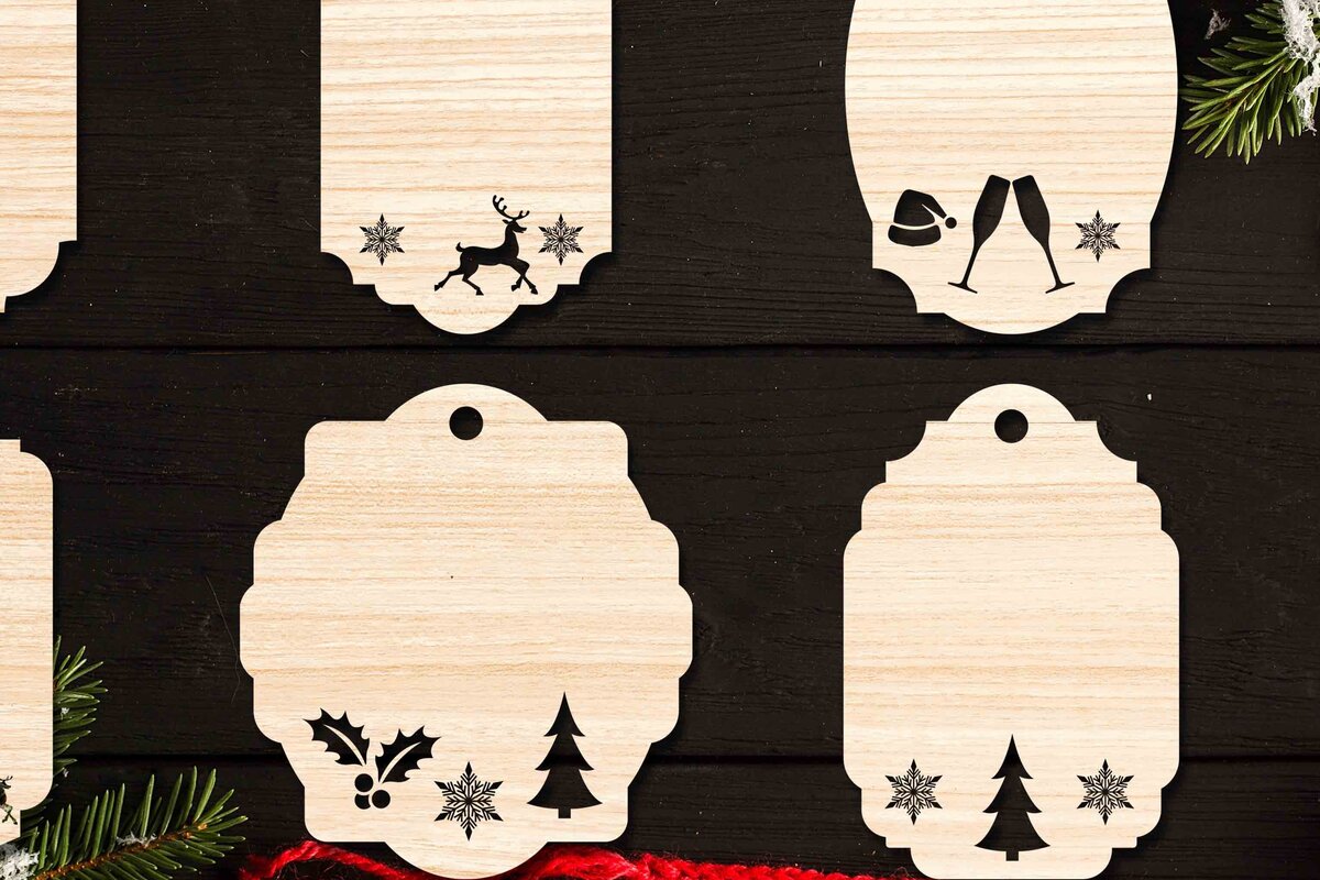 Σετ των 2 Intra απο ξύλο plywood 3mm-4mm πάχος Χριστουγεννιάτικο Gift Tag 14 Δίασταση 15x15 cm INTRAFABR-77846972