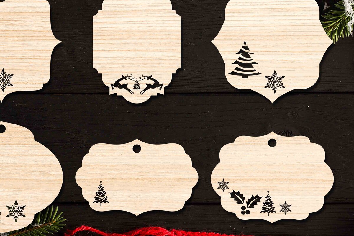 Σετ των 2 Intra απο ξύλο plywood 3mm-4mm πάχος Χριστουγεννιάτικο Gift Tag 16 Δίασταση 15x15 cm INTRAFABR-77846831