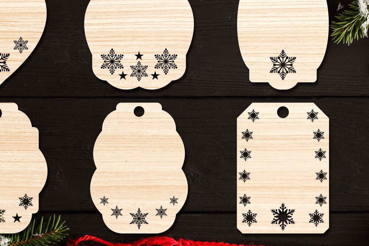 Σετ των 2 Intra απο ξύλο plywood 3mm-4mm πάχος Χριστουγεννιάτικο Gift Tag 18 Δίασταση 15x15 cm INTRAFABR-77847398