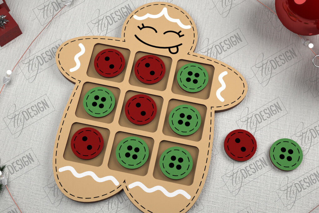 Σετ των 3 Intra απο ξύλο plywood 3mm-4mm πάχος - Χριστουγεννιάτικο Tic Tac Toe | Επιτραπέζιο παιχνίδι | CNC Δίασταση 15x15 cm INTRAFABR-107193314