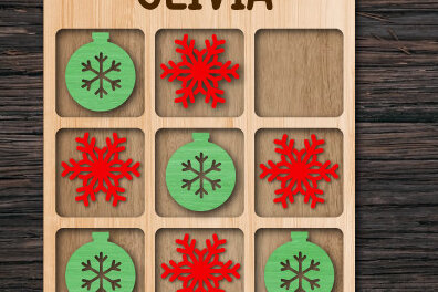 Σετ των 2 Intra απο ξύλο plywood 3mm-4mm πάχος - Χριστουγεννιάτικο παιχνίδι Tic Tac Toe Δίασταση 15x15 cm INTRAFABR-74879014