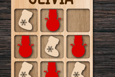 Σετ των 2 Intra απο ξύλο plywood 3mm-4mm πάχος - Χριστουγεννιάτικο παιχνίδι Tic Tac Toe Δίασταση 15x15 cm INTRAFABR-74879025